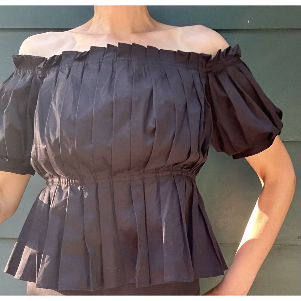 Antonio Melani Kira Off The Shoulder Peplum Blouse Black Size 4 Gothic Bardot